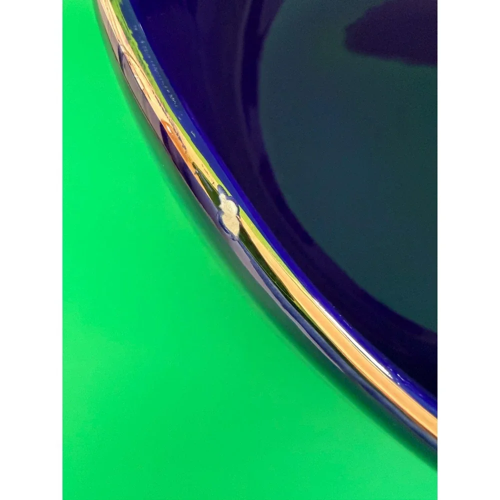 Cobalt Blue Glass Bowls Set Italy Gold Rim 6 Pc Large + 5 Small Vintage